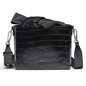 3.1 Phillip Lim Black Croc Embossed Leather Shoulder Bag EUC Convertible